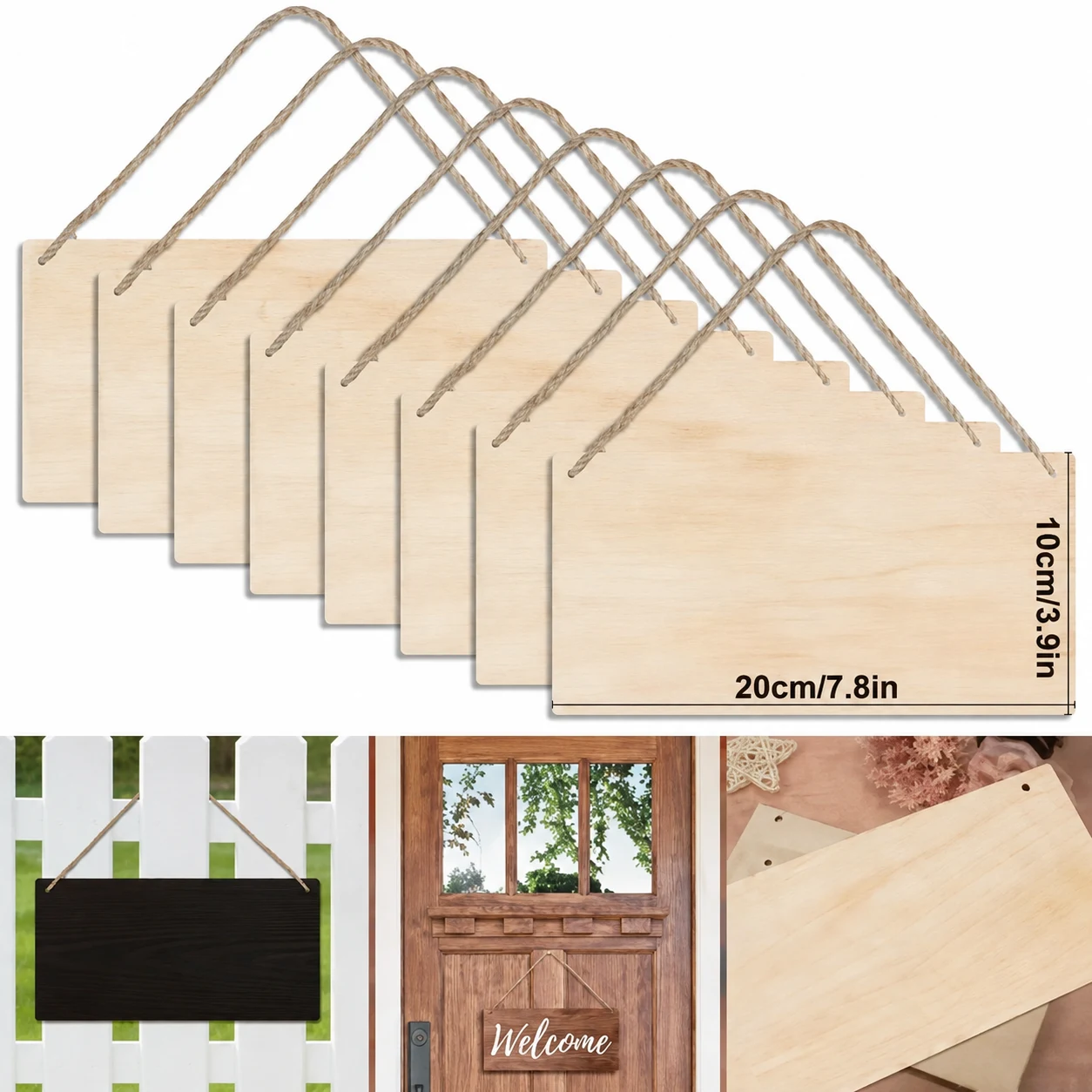Personlig treskilt, ca. 20 × 10 cm – produkt før tilpasning