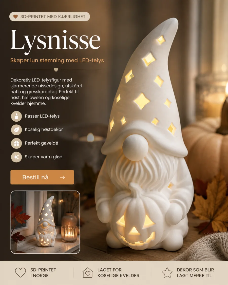 Lysnisse – dekorativ LED-telysfigur i hvit utførelse