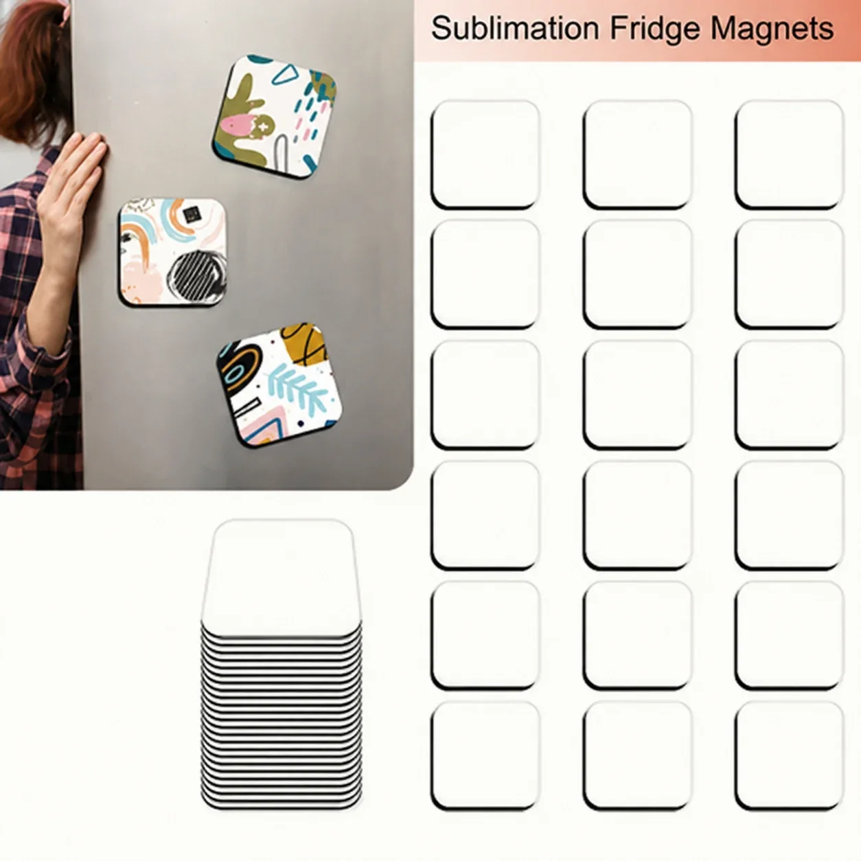 Fotomagnet i MDF, 5 × 5 cm – produktet før personlig tilpasning